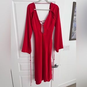 Connor Midi Dress in Bright Red